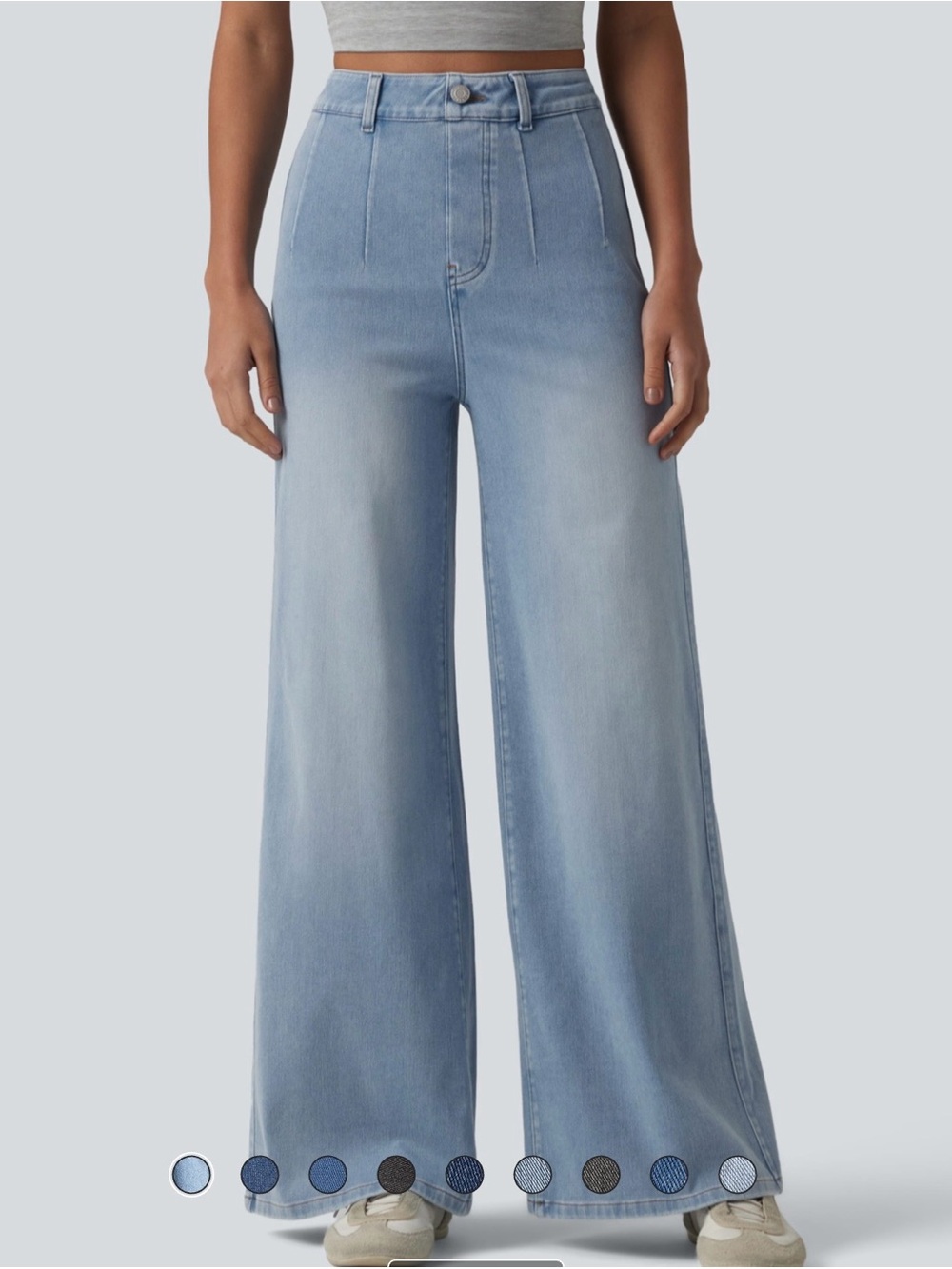 HALARA Light Blue High-Rise Wide Leg Jeans with Tummy Control